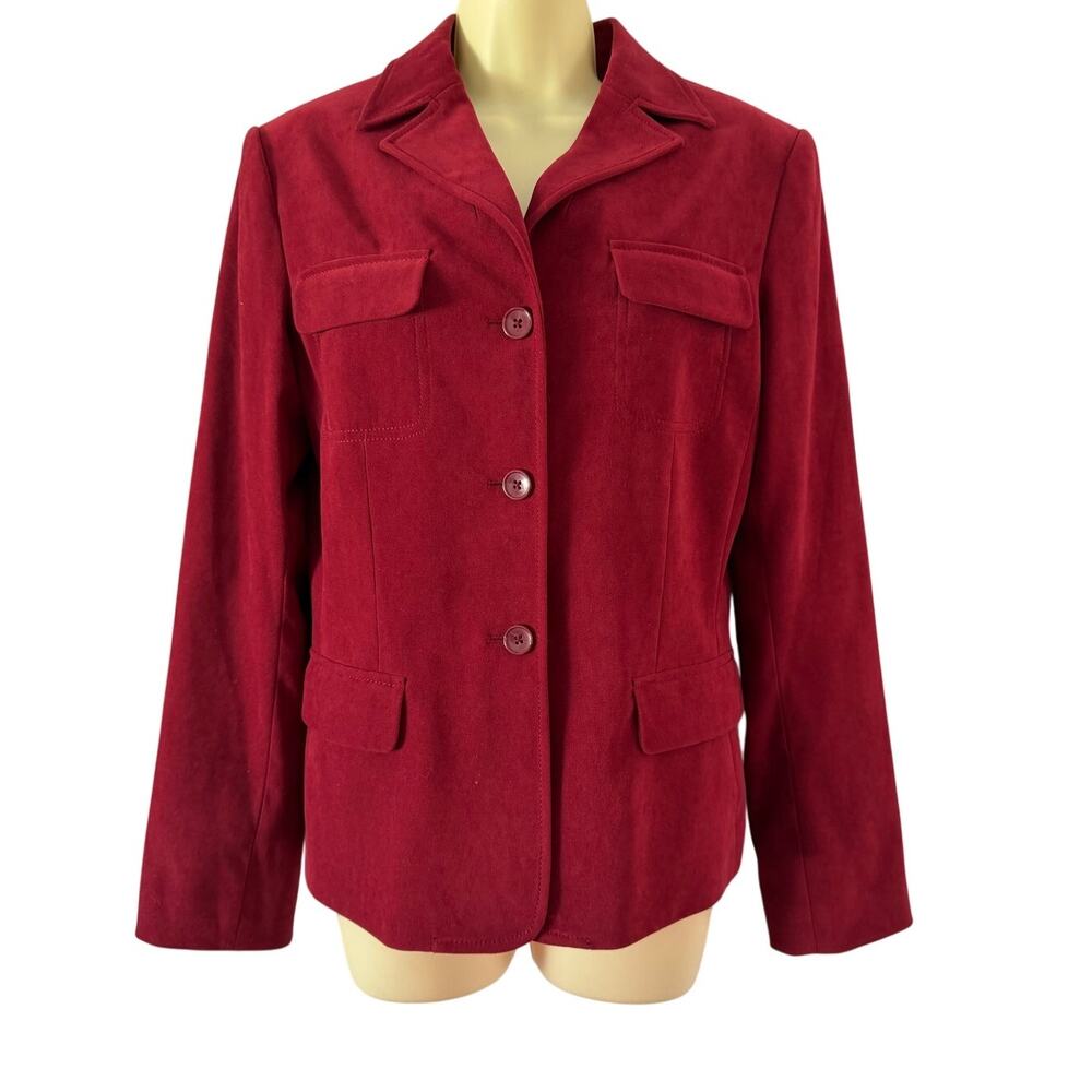 Casual Corner Annex Vintage Red Faux Suede Blazer Jacket Size Medium Business
